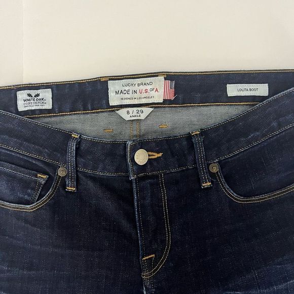 Lucky Brand Dark Wash Mid Rise Lolita Bootcut Stretch Ankle Denim Jeans Size 8 - Picture 9 of 16